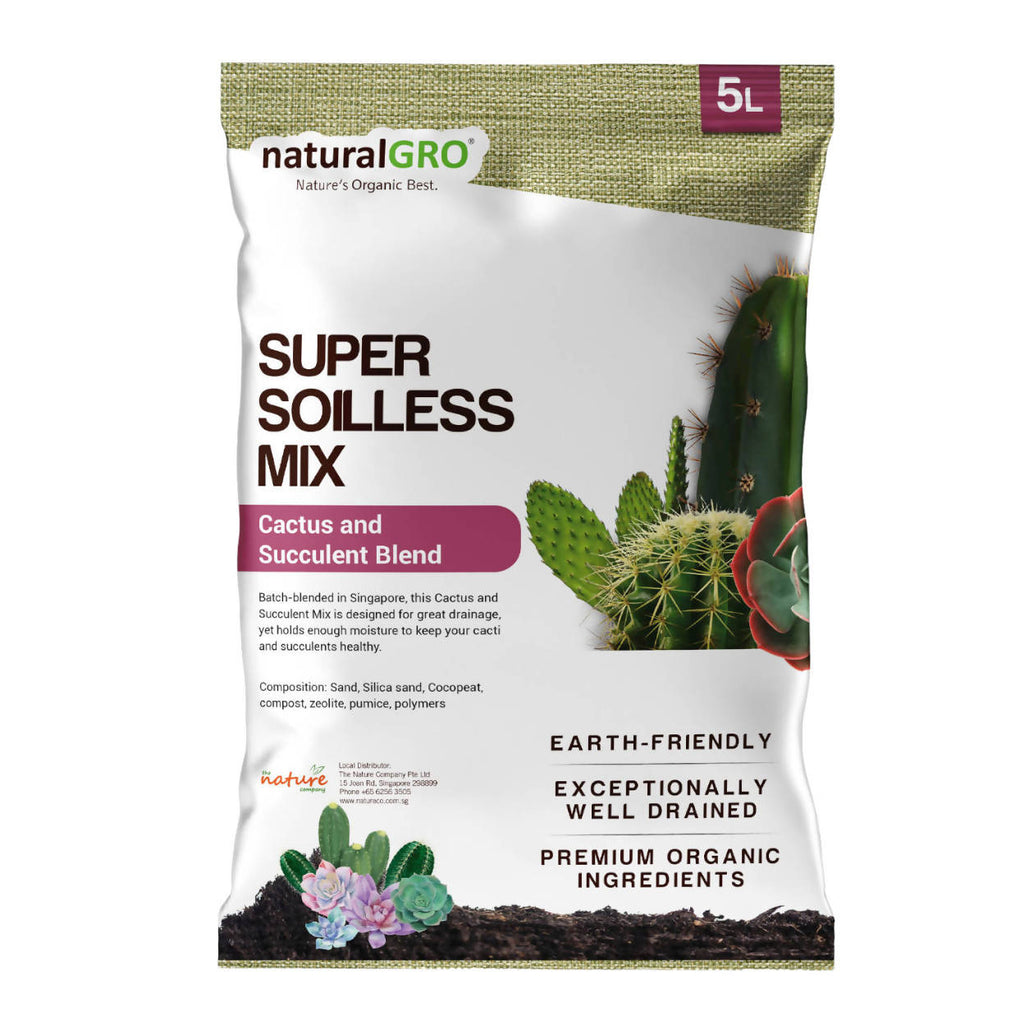 naturalGRO Super Soilless Mix - Cactus and Succulent Blend (5L)