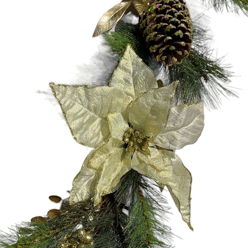 Artificial Garland with cream poinsettias