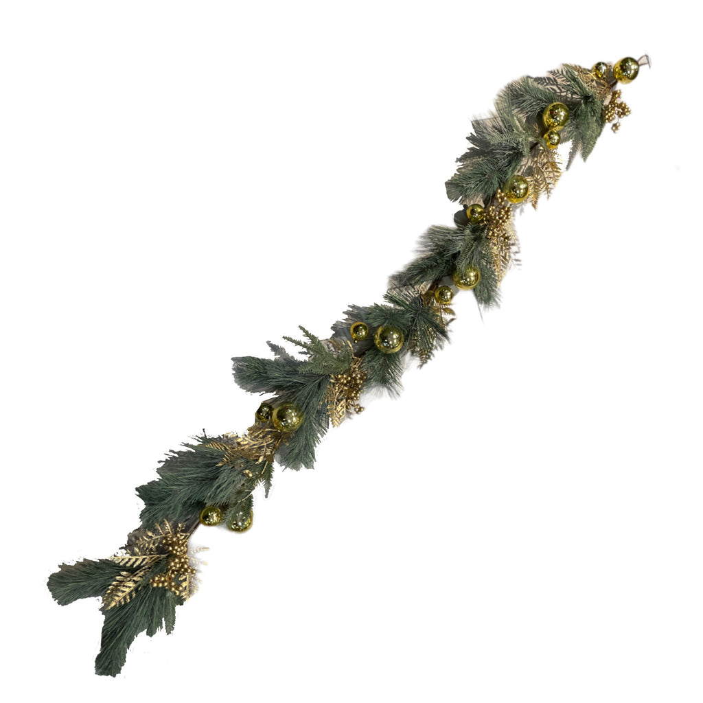 Artificial Garland with gold berries and ornaments