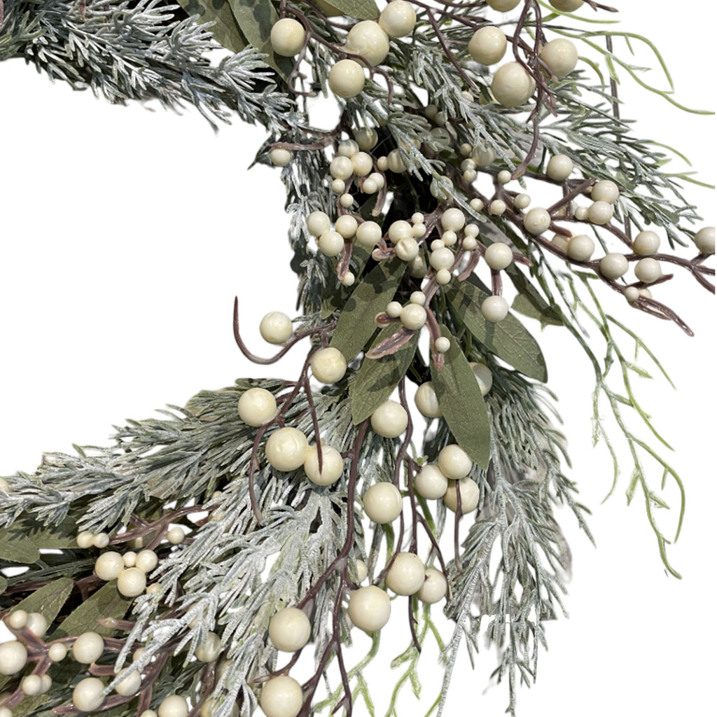 Artificial wreath with white berries