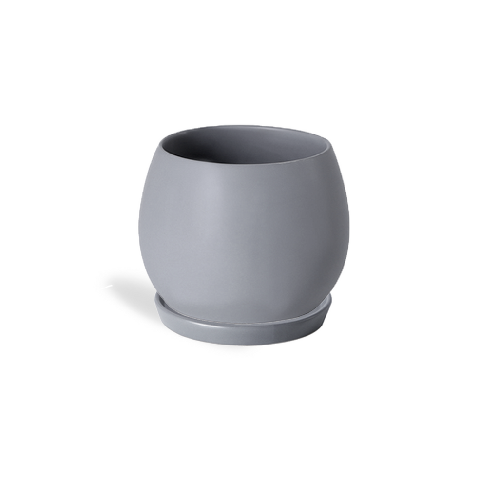 Matt Spherical Pot in Grey