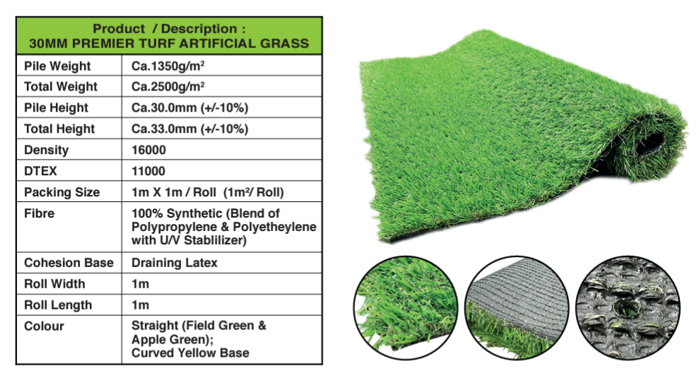 OCTO Premium Turf Artificial Grass (1mL x 1mW x 30mmT)