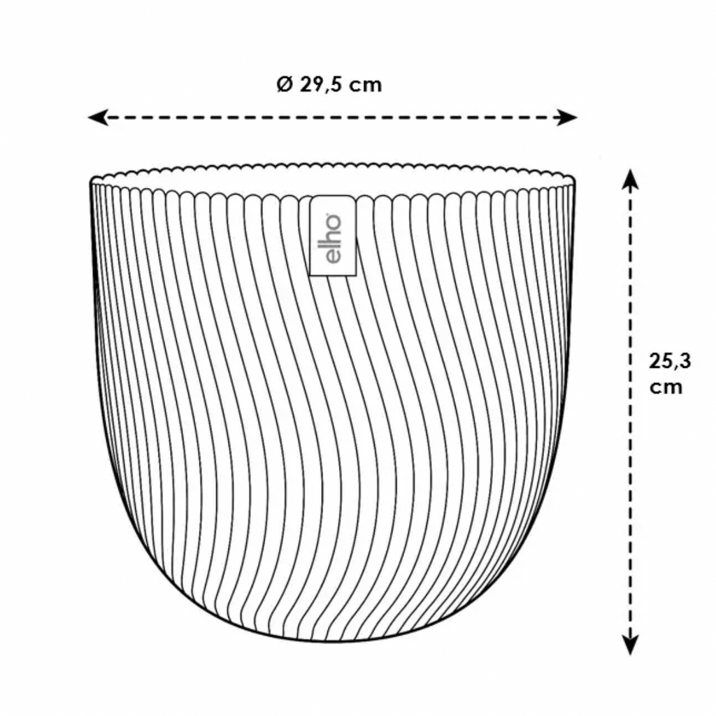 Illustration of a plant pot with dimensions labeled