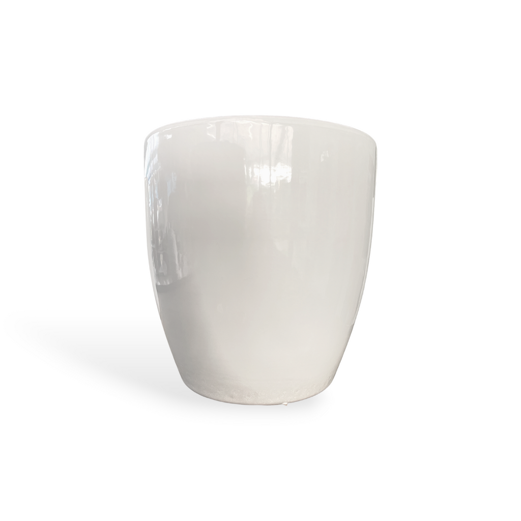 Round Ceramic Flower Pot in White (M)