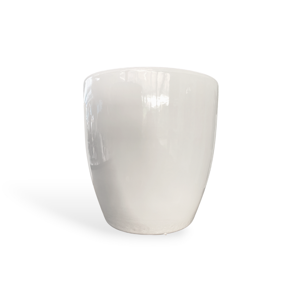 Round Ceramic Flower Pot in White (L ø38cm x 33cm)