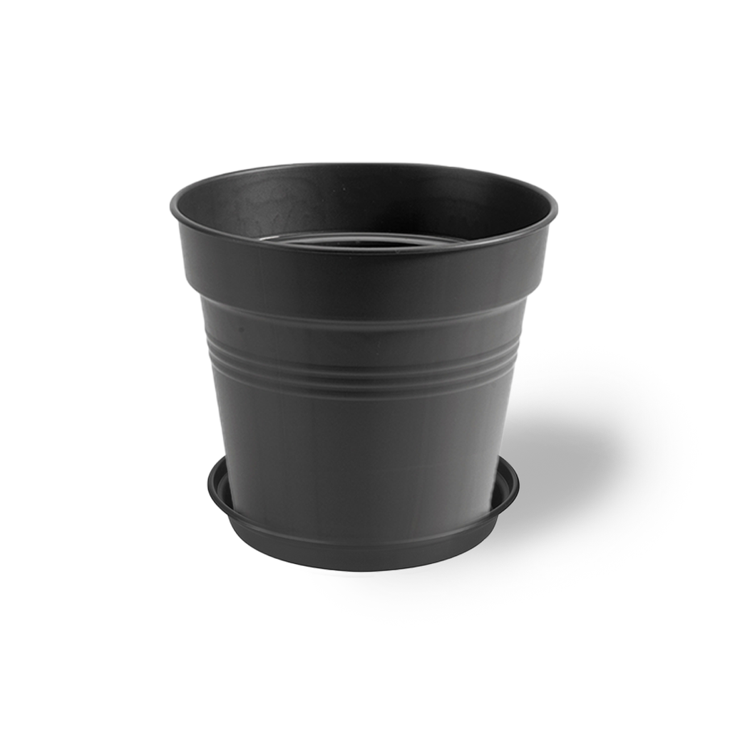 Green Basics Growpot 30cm in Living Black with 25cm Saucer