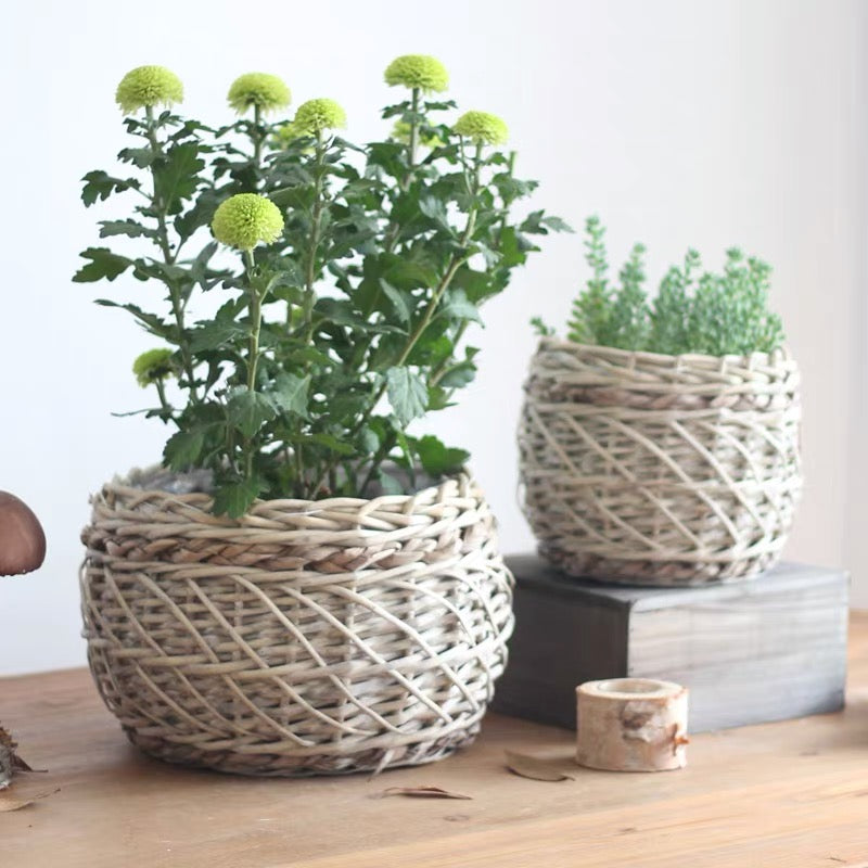 Rattan Basket in Soft Beige, M size