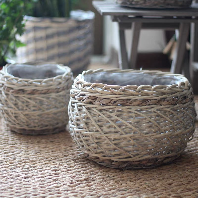 Rattan Basket in Soft Beige, M size