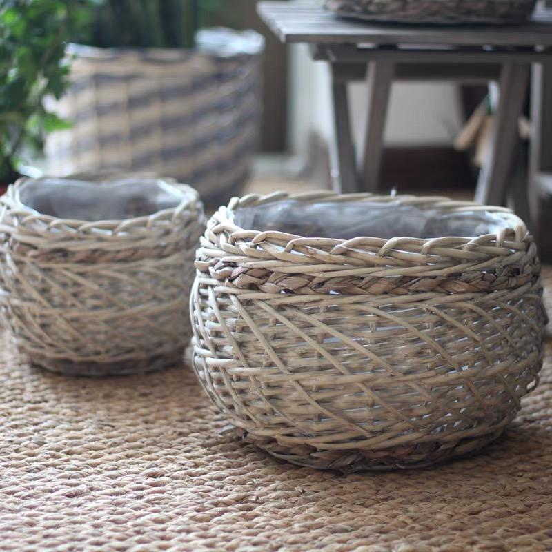 Rattan Basket in Soft Beige, L size