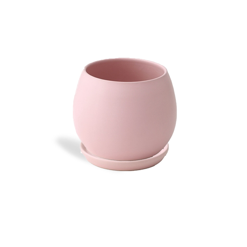 Matt Spherical Pot in Pastel Pink