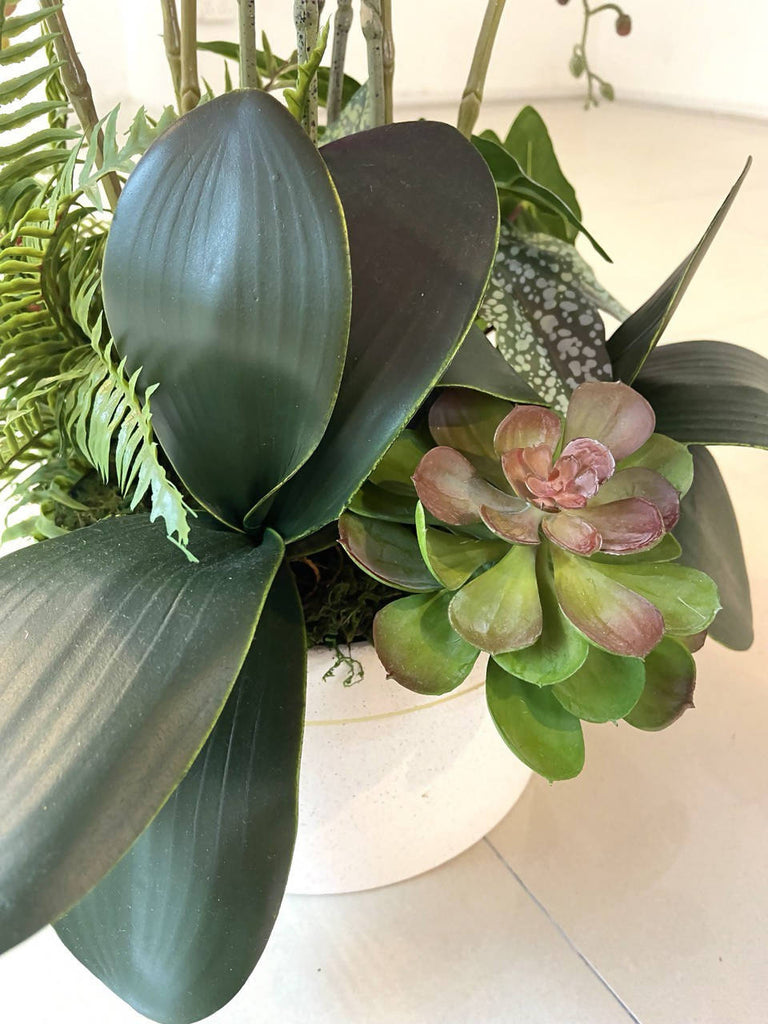 10-Stalk Artificial Phalaenopsis Orchid Arrangement with Assorted Leaves (0.70m)
