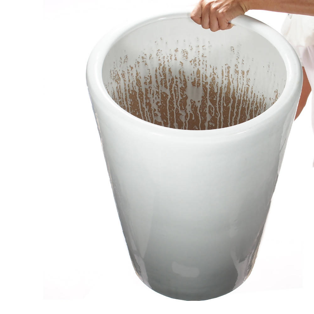 White Tall Pot Glossy Ceramic