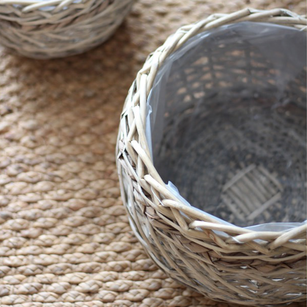 Rattan Basket in Soft Beige, L size