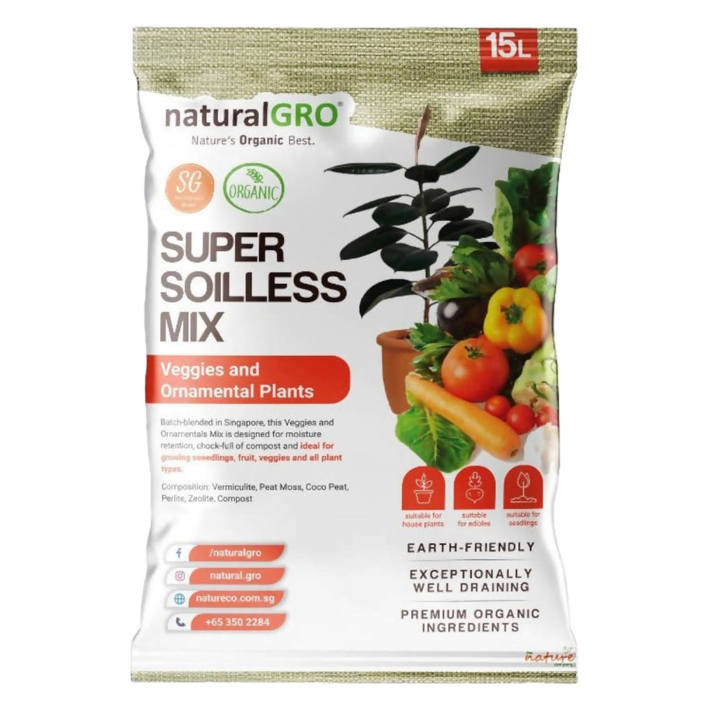 naturalGRO Super Soilless Mix (5L) - Veggies and Ornamental Plants