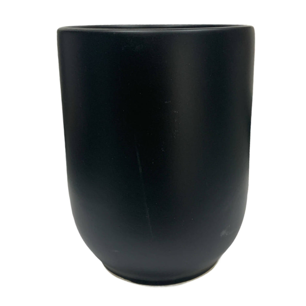Plain Black Straight-up Ceramic Flower Pot, 30cm Black
