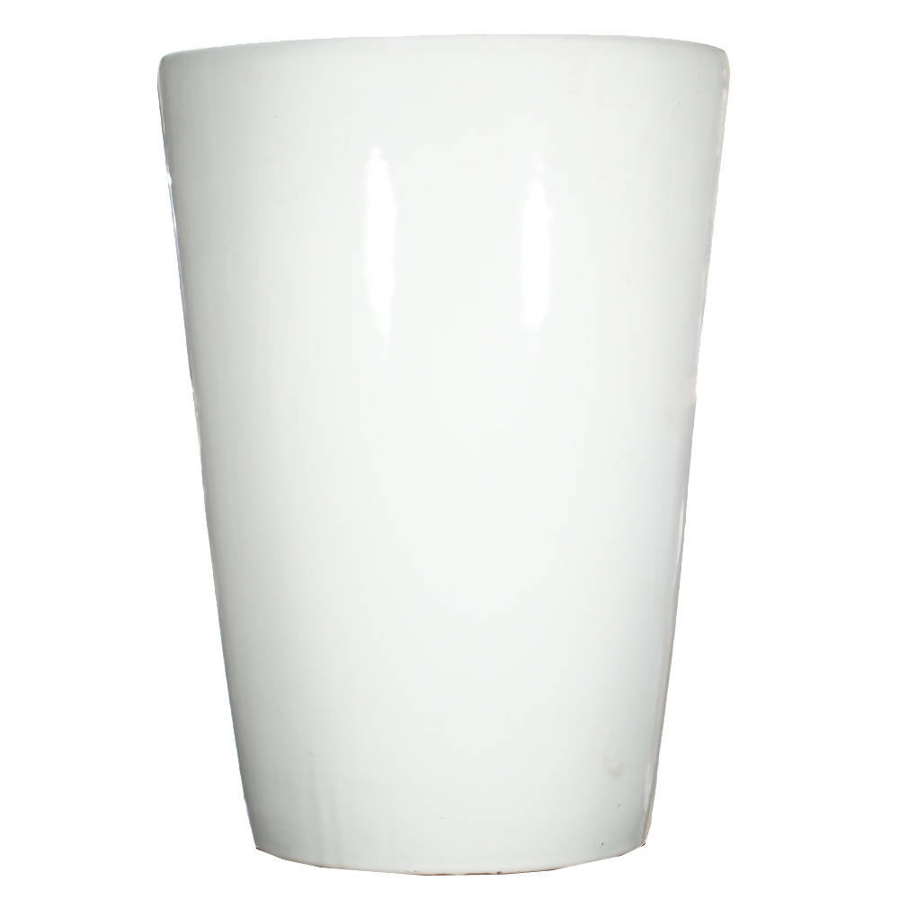 White Tall Pot Glossy Ceramic